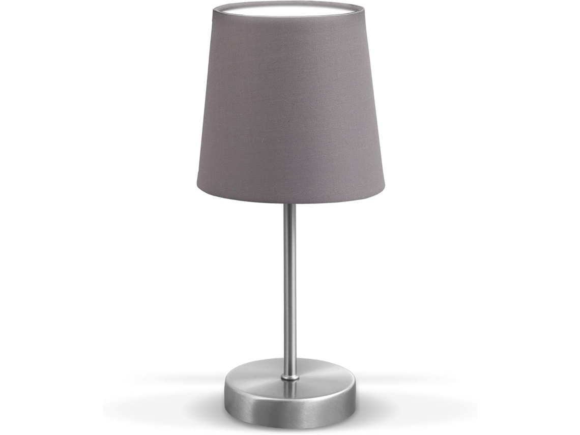 Lámpara de mesa de diseño moderno, gris, base de metal níquel mate NEVEANCE