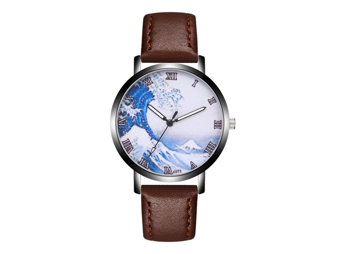 Reloj De Pulsera De Aleación Analógico De Cuarzo Con Dial Redondo Para Parejas Café Oscuro