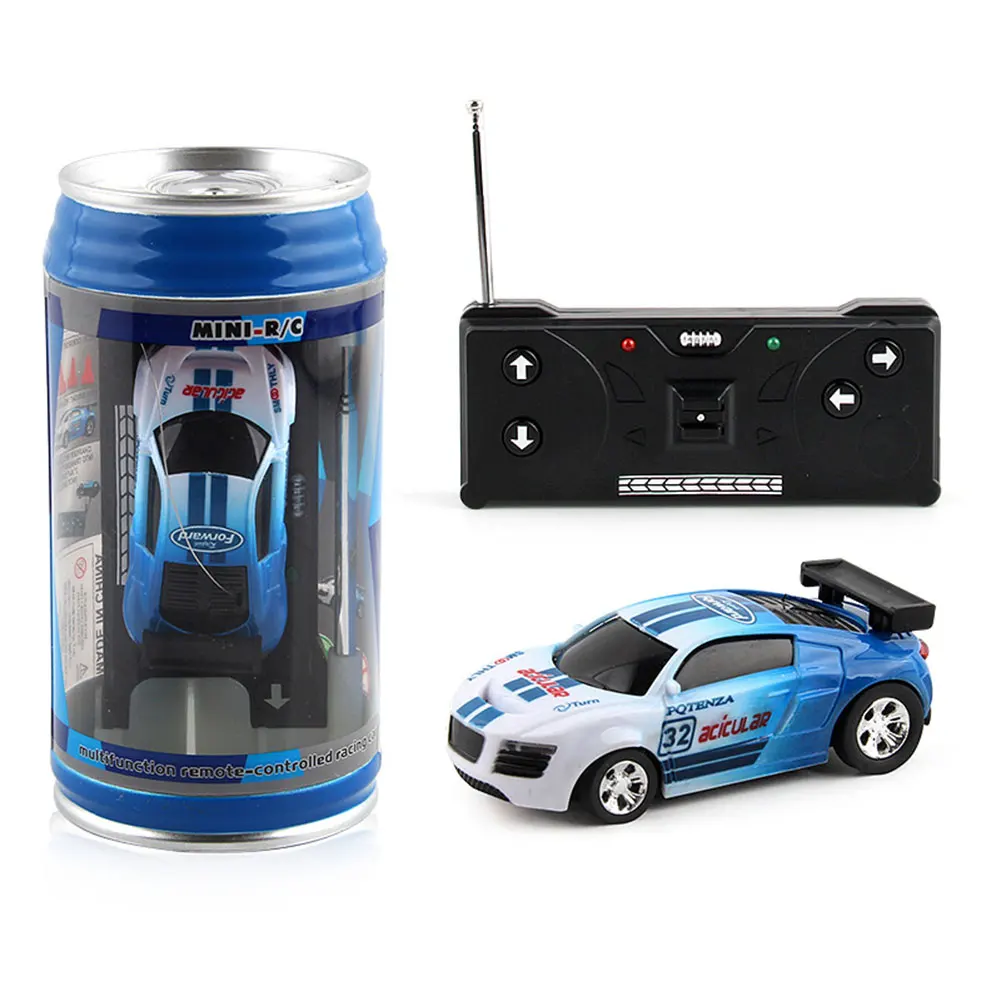 (Azul) Mini coche de control remoto con luces LED y obstáculos, coche de carreras a batería