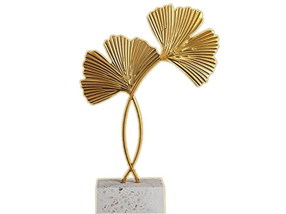 2026-miniaturas De Hoja De Ginkgo Dorado Linjou, Decoración Para Sala Dormitorio Oficina