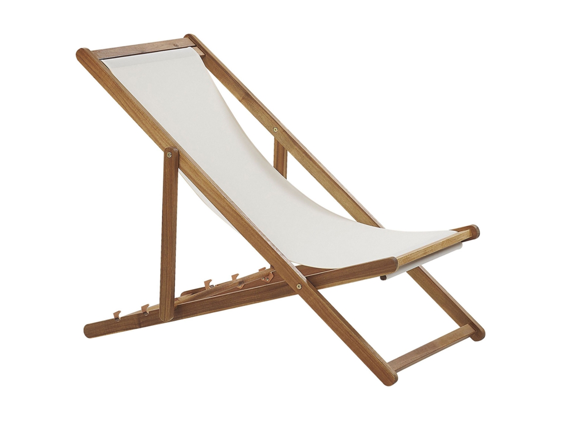 Tumbona de exterior BELIANI Anzio de Poliéster, Madera de acacia Madera clara 54x101x84
