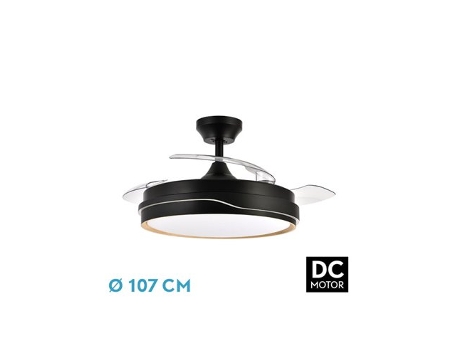 Ventilador DC Tempano Negro/Madera 72W 3 Aspas FABRILAMP