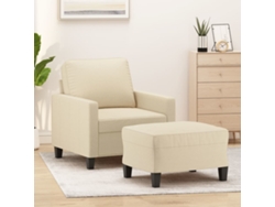 Sillón De Salón | Silla | Sillón Con Taburete Tela Crema 60 Cm Wsd380065