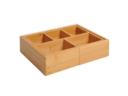 Caja Organizadora De Cajones Extensible Fabricada En Bambú Natural, 25x18x7cm