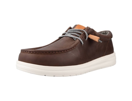 Zapatos de Hombre HEY DUDE Wally Grip Piel Marrón (45)