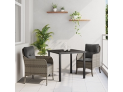 Juego de comedor de jardín de 3 piezas con cojines, mimbre sintético gris, Wsd928151 Lovely Home