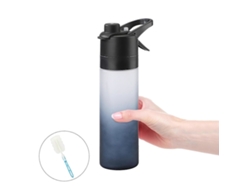(negro) Botella Rociadora A Prueba De Fugas De 650 Ml Con Cepillo Y Taza Para Beber, Gran Capacidad, Portátil.