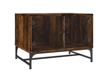 Mesa de centro puertas de vidrio roble ahumado VIDAXL (68,5x50x50 cm)