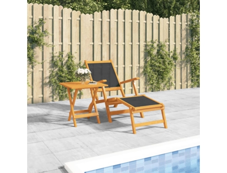 Silla Con Reposapiés VIDAXL Marrón Madera de acacia (141x57.5x92 cm)