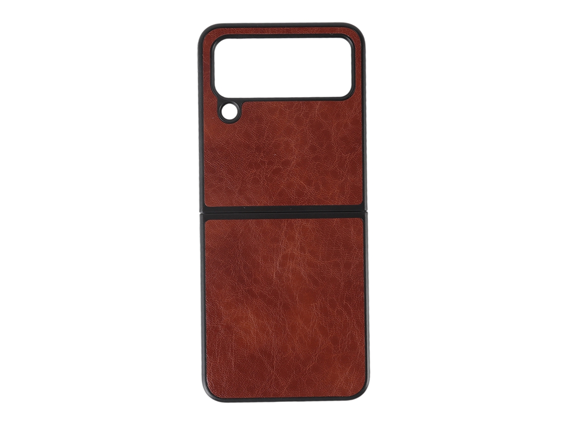 Capa De Couro Pu Para Samsung Galaxy Z Flip 4 Proteção Anti-quedas Design Plegável Marrom
