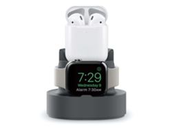 Dock De Carregamento Multifuncional Em Silicone Para Iphone, Earbuds E Apple Watch Cinza