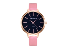 Reloj De Pulsera De Cuarzo Para Mujer Zhoulianfa De Piel Sintética, Estilo Casual Y Moderno, Color Rosa.