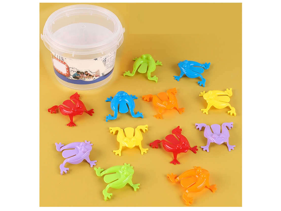 Rebe-12 Peças Brinquedos De Rãs Saltadoras Com Cubo Transparente Rãs Saltadoras De Plástico Para Crianças Brinquedos De Pressão Com Dedo