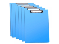 Portapapeles A4 con 6 unidades, portapapeles de metal con clip de goma, bloc de notas para estudiantes y oficina, azul
