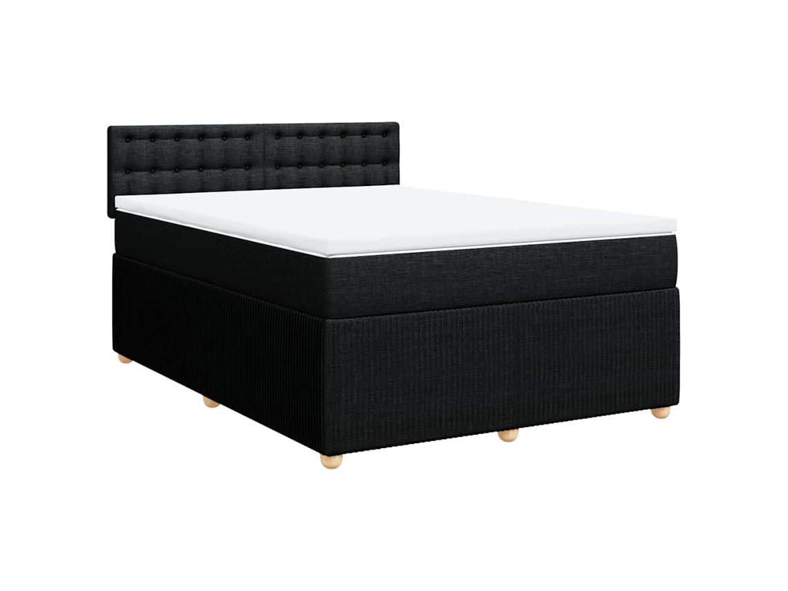 Maison Exclusive - Cama Box Spring Con Colchón Tela Negro 140x190 Cm