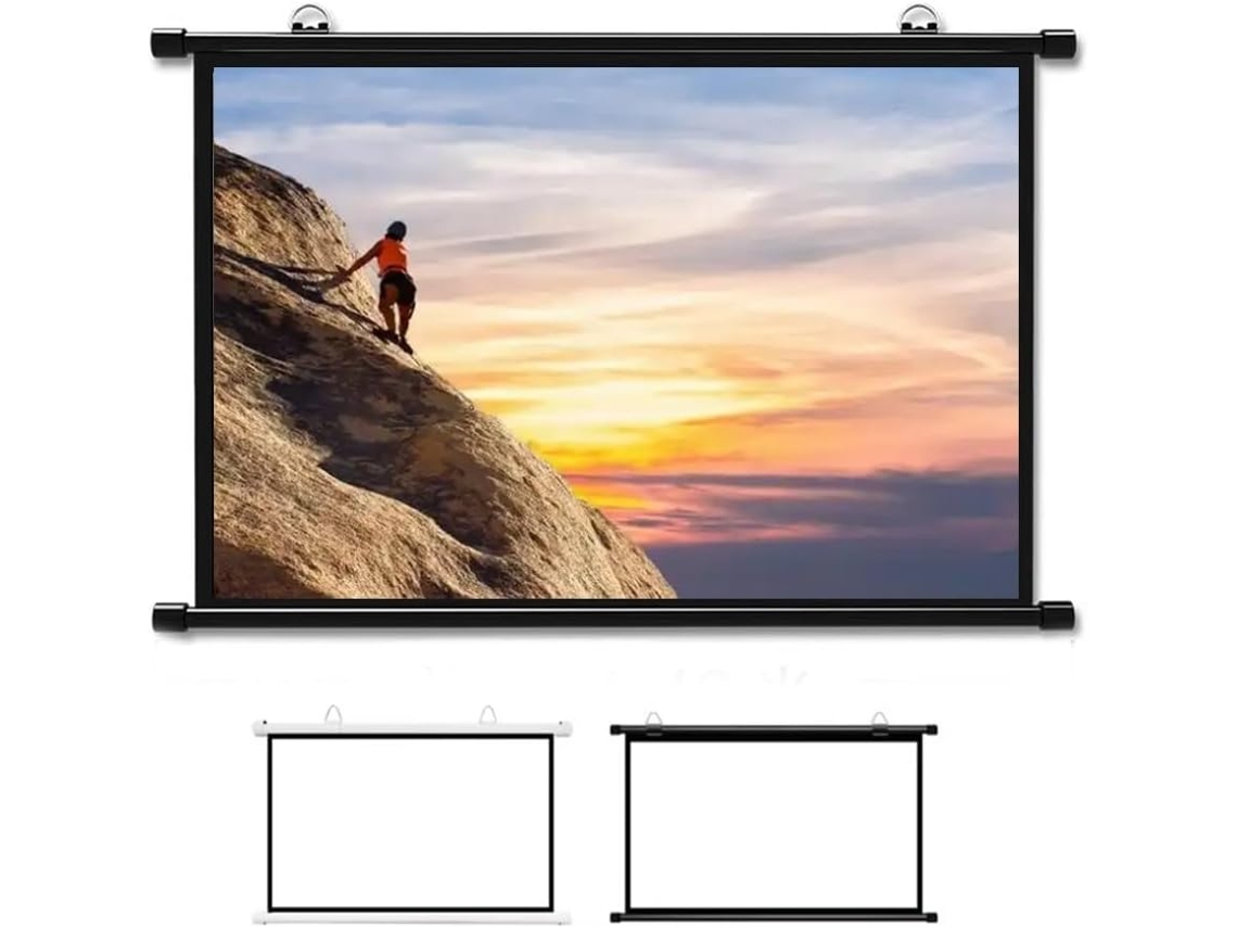 Pantalla De Proyección En Blanco Y Negro, Pantalla Pequeña, Enrollable Manual, Para Proyector De Vídeo De 40",