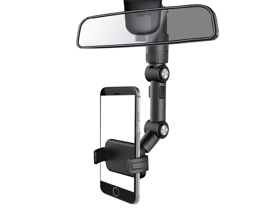 Soporte para teléfono de coche, soporte para teléfono móvil con espejo retrovisor compatible con todos los teléfonos