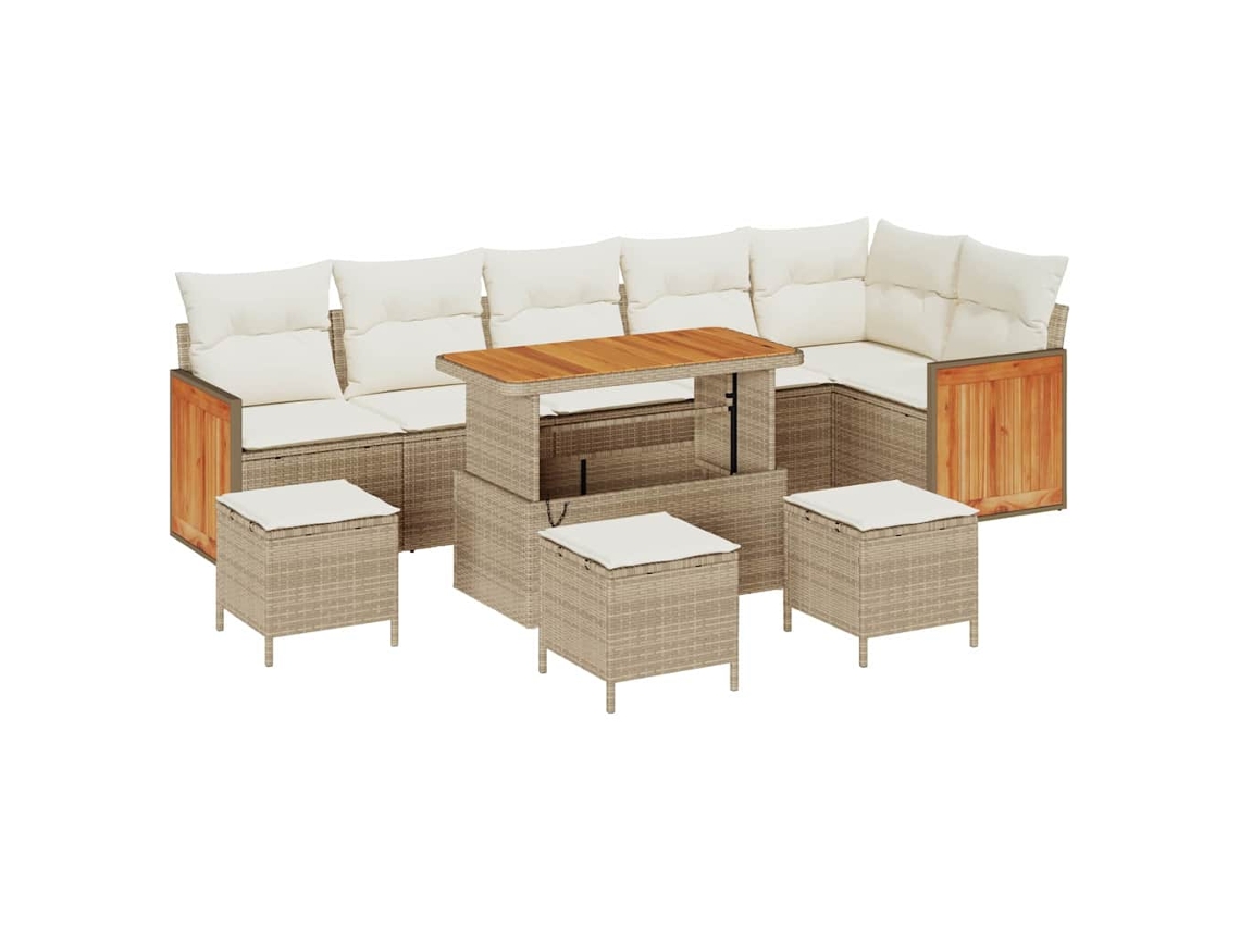 Maison Exclusive - Juego de sofás de jardín de mimbre beige y crema de 12 piezas