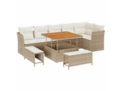 Maison Exclusive - Conjunto De Sofá De Jardín Con Cojín 9 Pcs Beige Y Crema