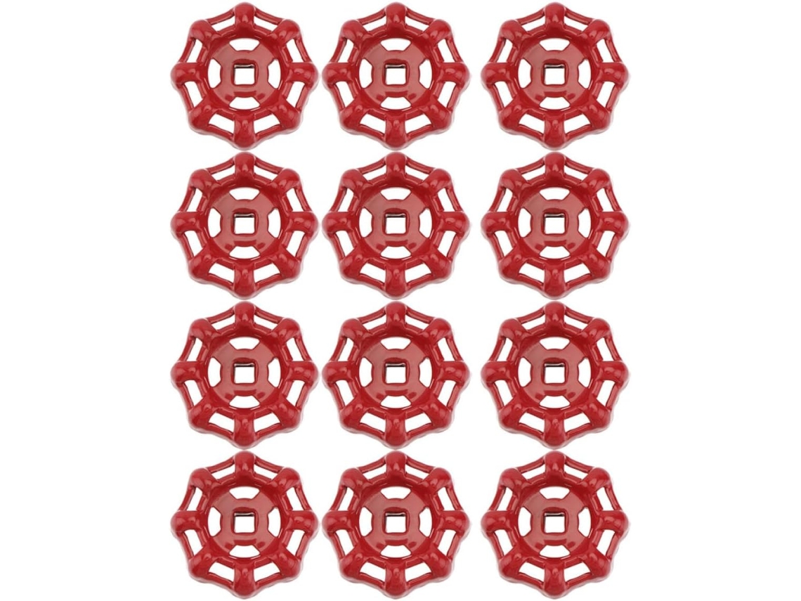 Juego De 12 Manijas De Válvula De Hierro Fundido Rojo, Rueda De Tope Resistente A La Corrosión, Manija Decorativa.