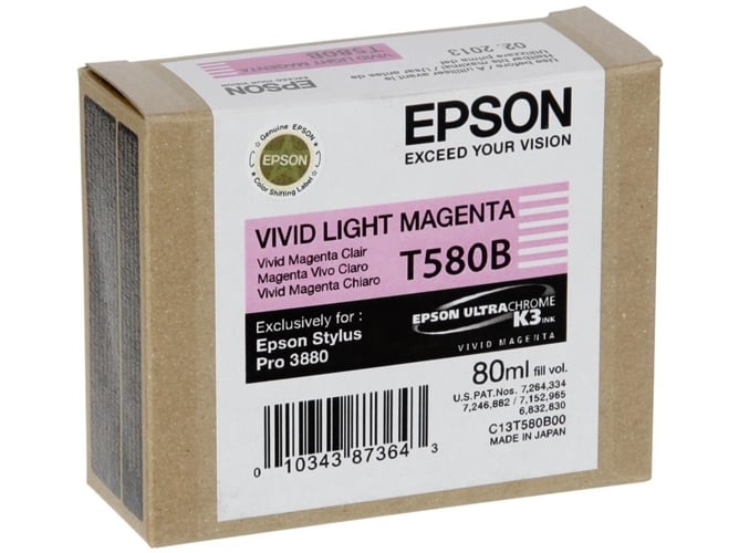 Cartucho de tinta original EPSON, T580B 80 ml , Magenta vivo claro, C13T580B00