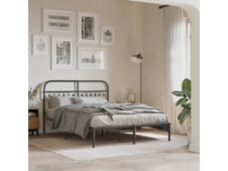 Estructura Cama Sin Colchón Con Cabecero Metal Negro 140x190 Cm