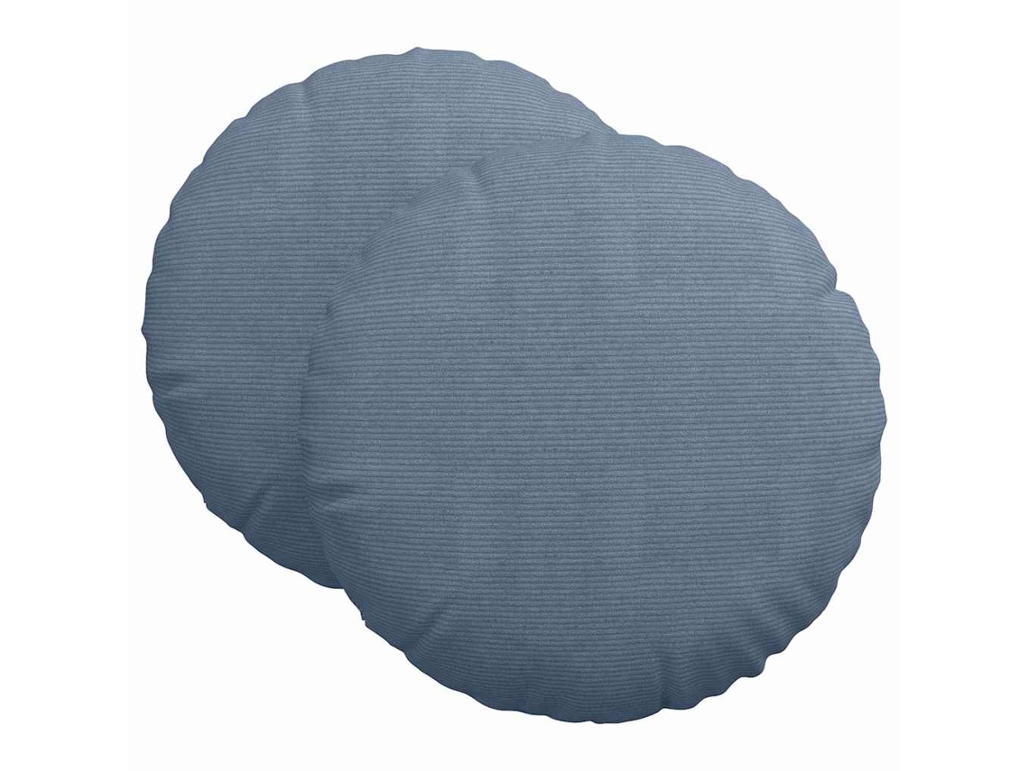 Cojines para asiento, 2 unidades, azul, Ø 60 cm, pana, terciopelo, HARLANV1