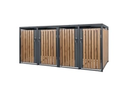 Cobertizo de exterior ML-Design para 4 cubos de basura 240L acero antracita aspecto roble