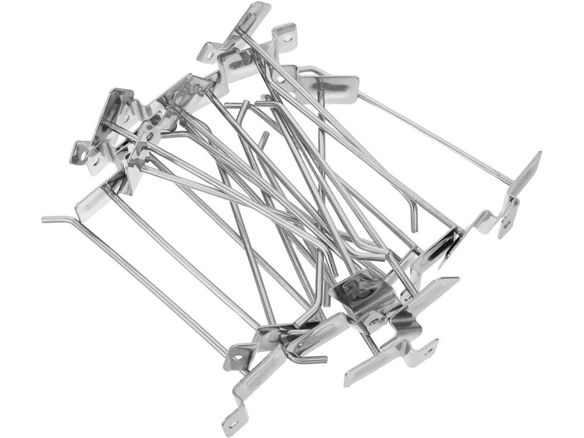 Paquete De 20 Ganchos Para Paneles Perforados De 15 Cm X 4 Mm, Estantes Metálicos Electrolíticos De Alta Resistencia.