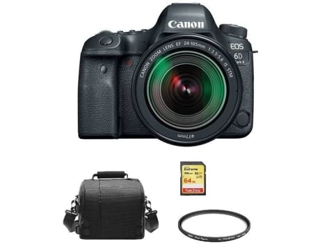 Cámara Reflex CANON EOS 6D II + Objectivo EF 24-105mm F3.5-5.6 IS STM + Tarjeta SD 64GB + Bolsa + Protector HOYA 77mm PRO 1D (Full Frame)