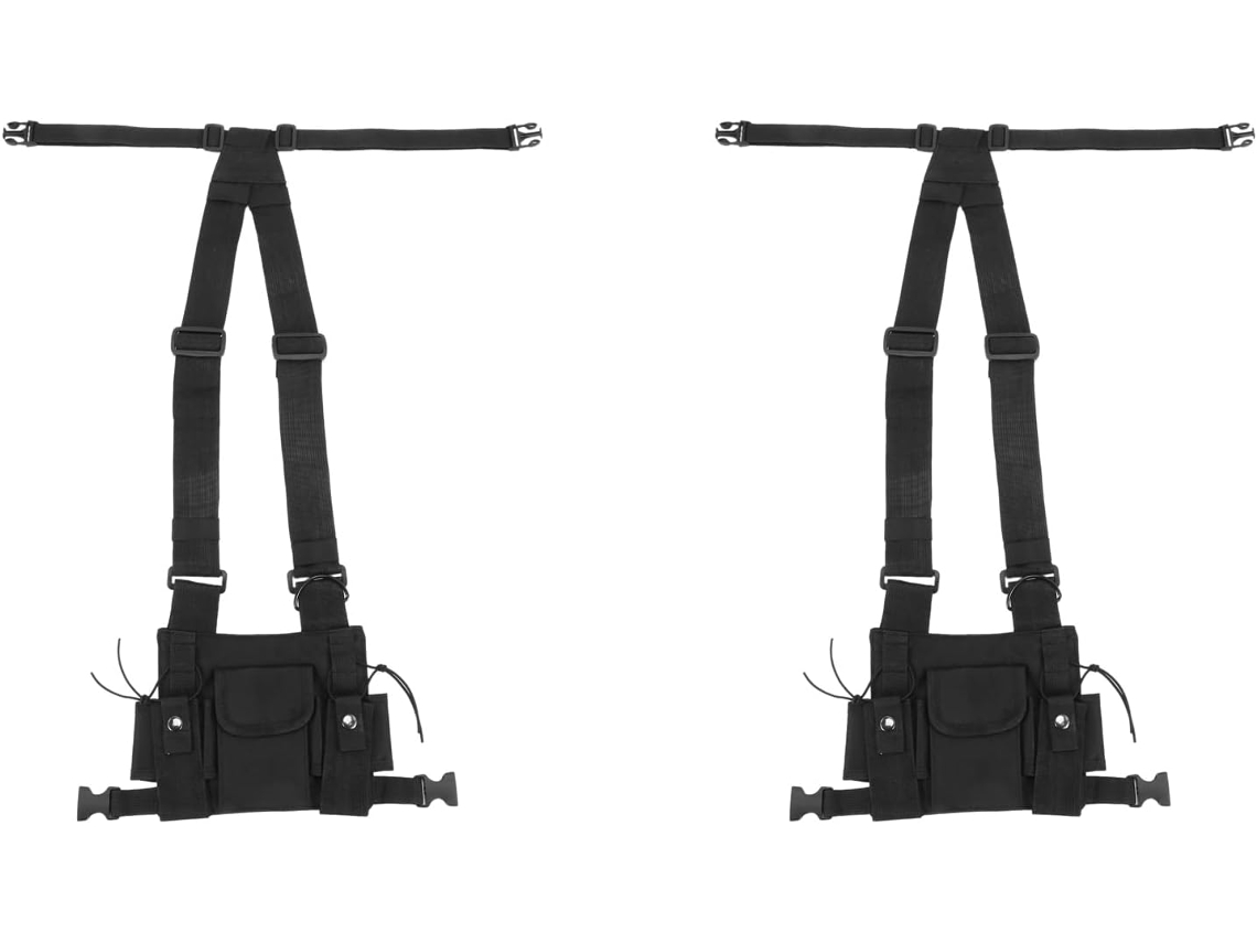 2 Radios De Bolsillo, Arnés De Radio De Pecho, Bolsa Frontal Para Uv-5r Negra