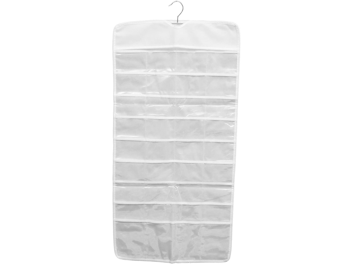 Organizador Joyas Colgante Blanco 72 Compartimentos Doble Bolsillos Pvc Transparente Pulseras Accesorios