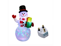 Decoración navideña para jardín con luces giratorias y muñeco de nieve inflable