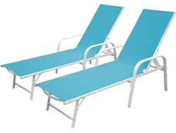 Pack De 2 Tumbonas Plegables Sicilia De Textileno Azul Y Estructura Blanca