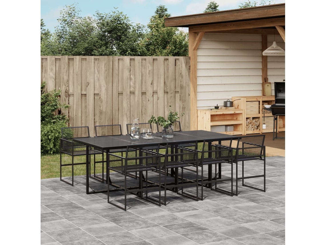 Juego de comedor de jardín de 9 piezas DKD Home Decor en mimbre negro PE
