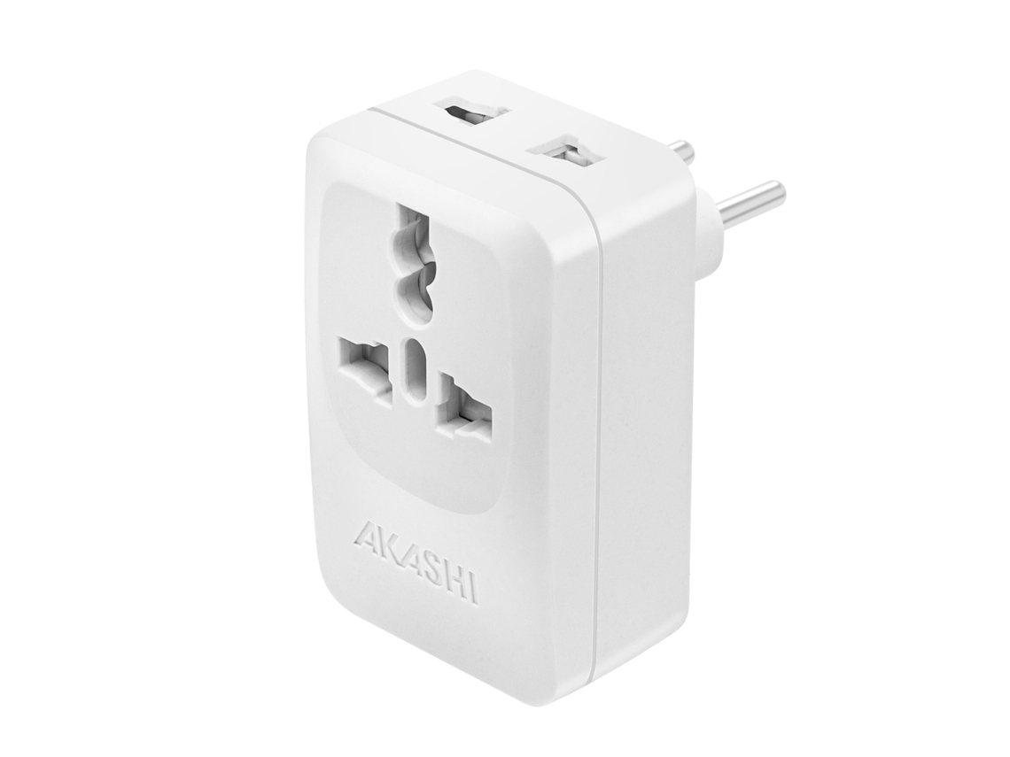 Adaptador de viaje Europa Brasil USB C 15 W Blanco Akashi
