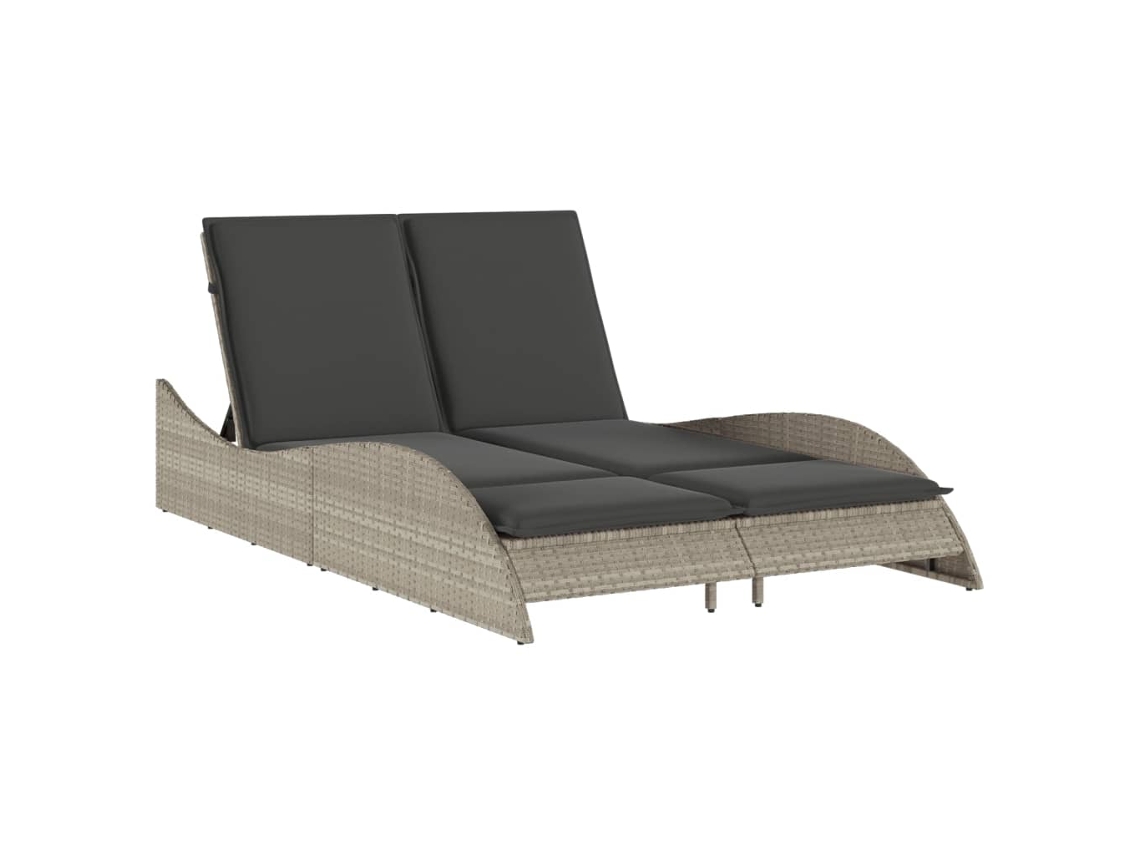 Chaise longue de mimbre gris claro con cojines MAISON EXCLUSIVE (114x205x73 cm)