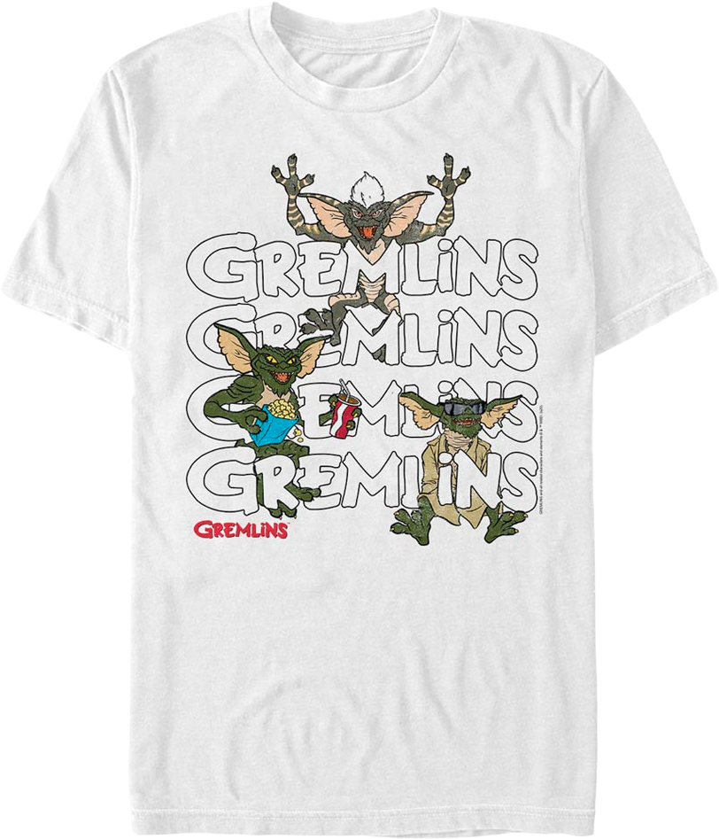 Camiseta Unisexo DEEPSTONE Vintage Movie Theater Gremlins Blanco (S)