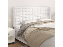 Cabecero Con Orejas Cuero Sintético Blanco 203x23x118/128 Cm