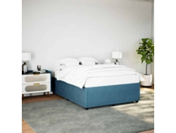 Estructura De Cama De Terciopelo Azul 140x190 Cm