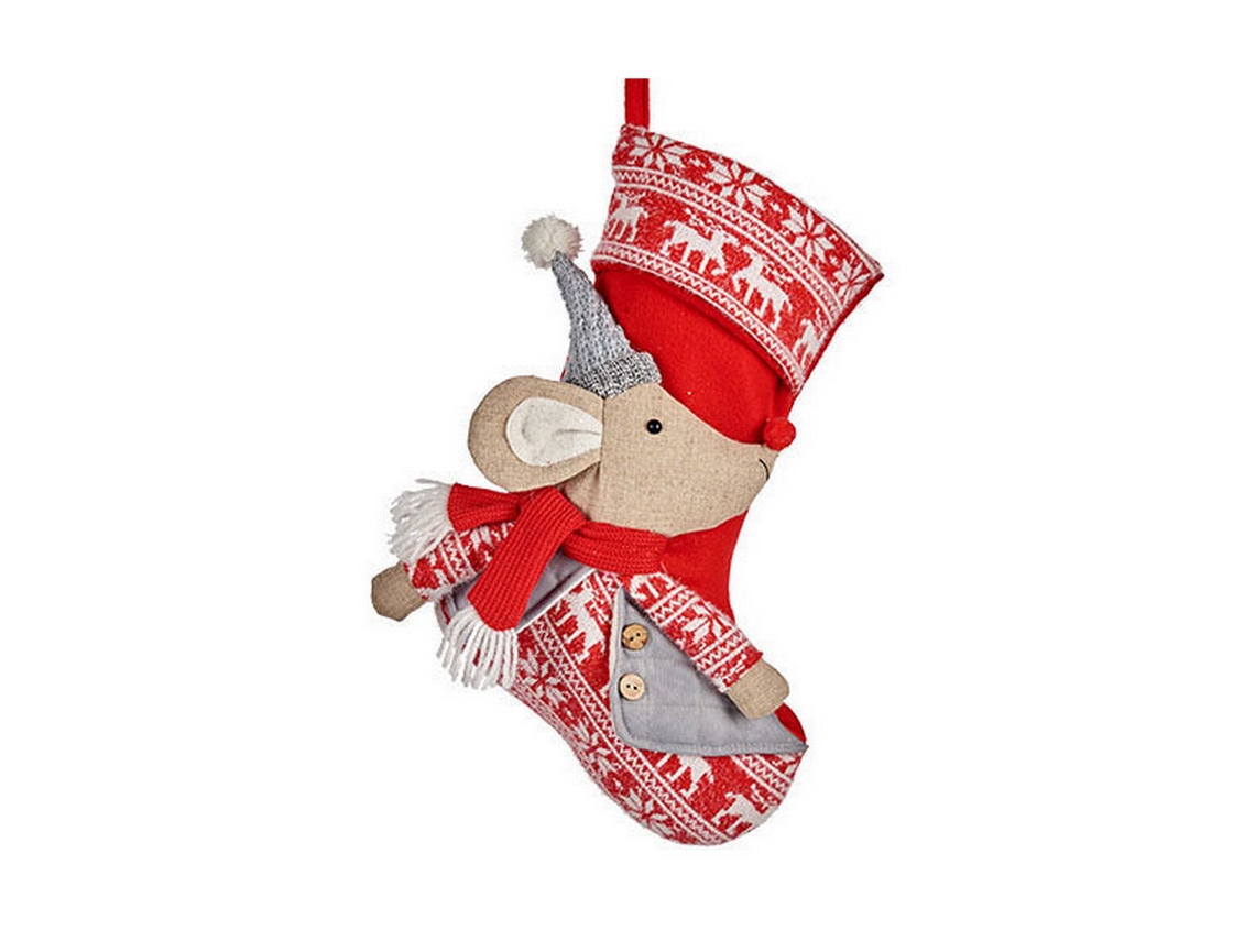 Calcetín de Navidad Ratón Poliéster (31 x 5 x 48 cm)