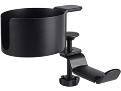 Soporte Para Vasos De Escritorio - Antiderrames Con Soporte Para Auriculares O Mesa - Negro