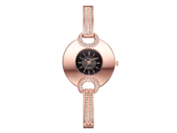 Reloj De Pulsera De Aleación Para Mujer Con Diamantes De Imitación, Movimiento De Cuarzo (oro Rosa, Esfera Negra)