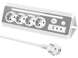 Cable De Extensión De 3680 W, 4 Tomas De Corriente® Con Bloqueo Infantil, 1,4 M, Interruptor De Sobrecarga, Con Indicador Led Czhhmart