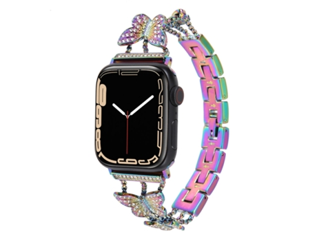 Correa para Smartwatch Anillo de diamantes de metal mariposa para Apple Watch Ultra 49 mm y Watch Ultra 2 49 mm / Series 9 y 8 y 7 45 mm / SE 3 y S...