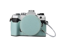 Estuche de cuero semienvuelto compatible con la cámara Olympus OM 5 con tapa de lente Facpoet