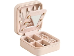 Mini Joyero Portátil De Pu: Sencillo Y Moderno, Multifuncional Para Guardar Pendientes, Anillos Y Collares.