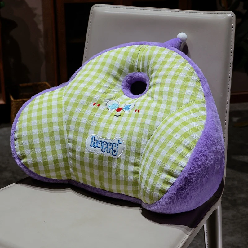 (verde Y Morado, 40 Cm) Almohada De Conejo A Cuadros Para Adultos, Cojín Adorable