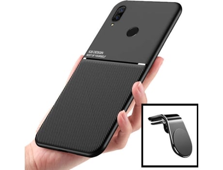 Kit Carcasa, Protector y Soporte Magnético Huawei P Smart Z PHONECARE Magnetic Lux y Suporte L Safe Driving Negro