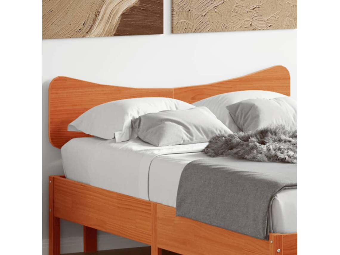 Cabecero De Cama Madera Maciza De Pino Marrón Cera 135 Cm